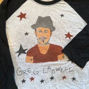 Greg Laswell merch, raglan baseball t-shirt, never worn